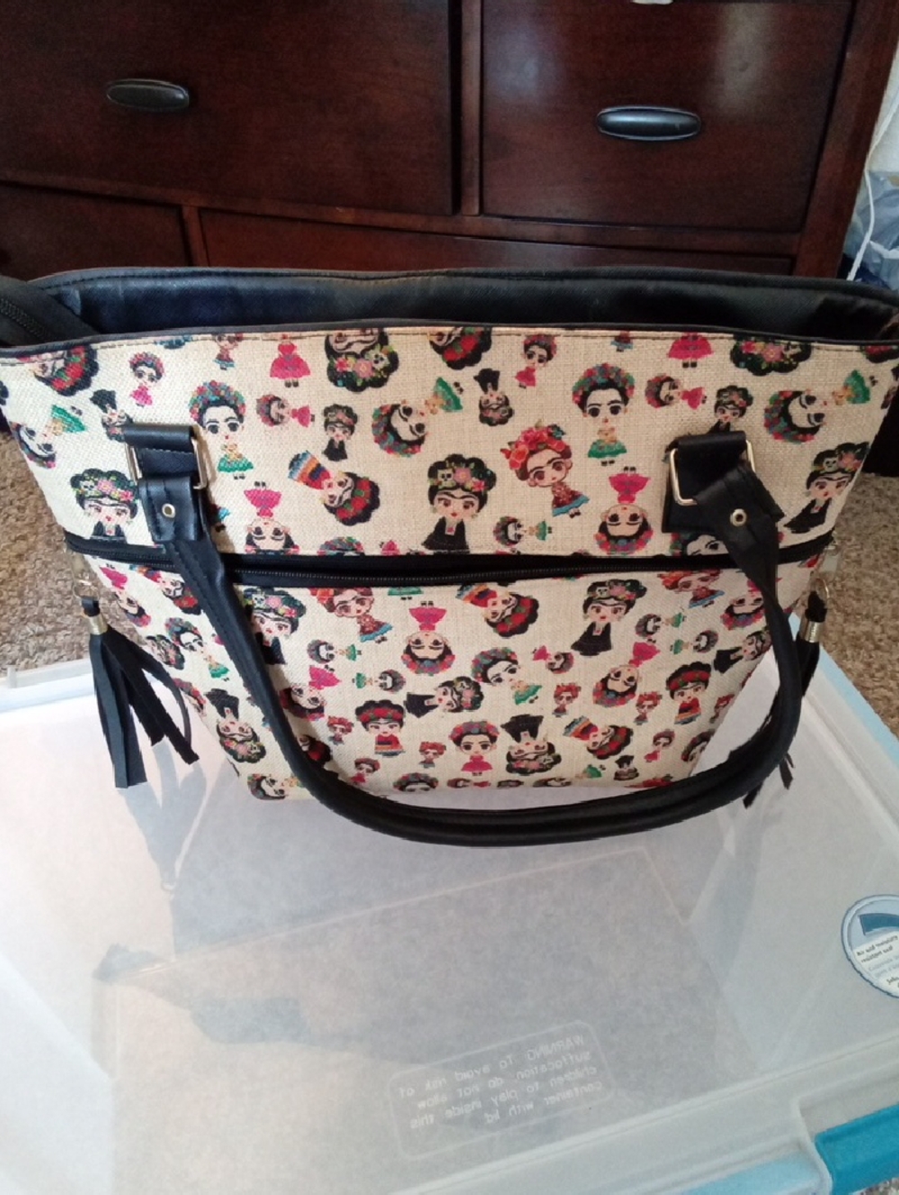 Source Unknown Artistic Tote Bag - Black and Tan